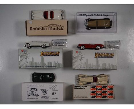 A  group of hand built white metal 1:43 scale models by BROOKLIN, WESTERN MODELS, TW COLLECTION and one unmarked example, to 