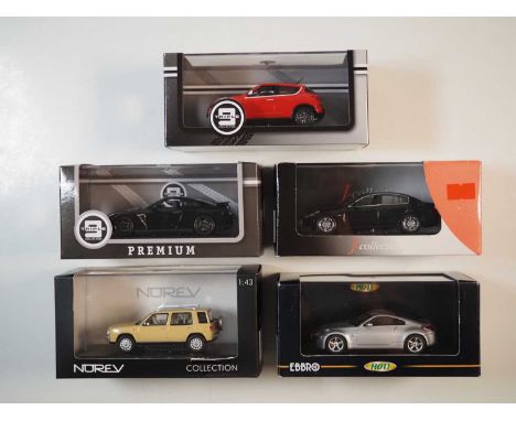 A group of 1:43 scale models by TRIPLE 9, EBBRO, NOREV and J COLLECTION, comprising assorted  Nissan automobiles, VG/E in G/V