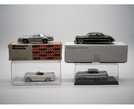A group of loose and 1 boxed 1:43 scale hand built white metal models by WESTERN MODELS, BROOKLIN &amp; PRECISION MINIATURES,