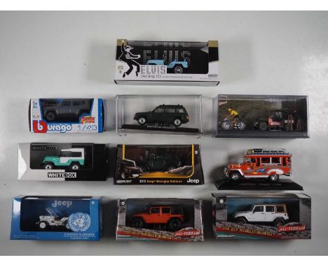 A group of 1:43 scale models to include WHITEBOX and GREENLIGHT, comprising of  Jeep automobiles, VG/E in G/VG boxes (10)