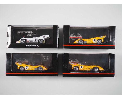 A group of 1:43 scale limited edition models of Can-Am racing cars by MINICHAMPS, comprising of a McLaren M8D, Denny Hulme 19