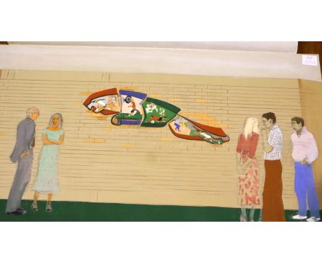 Design for Mural Panel commissioned 1985 for the sports centre at Jaguar Cars Browns Lane Coventry, artist W. Alex Jackson AT