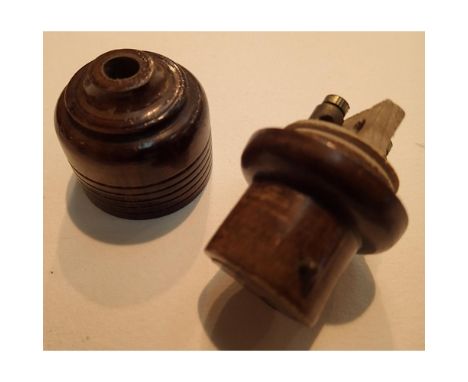 Unusual turned wood light bulb power adapter. P&amp;P Group 1 (£14+VAT for the first lot and £1+VAT for subsequent lots)