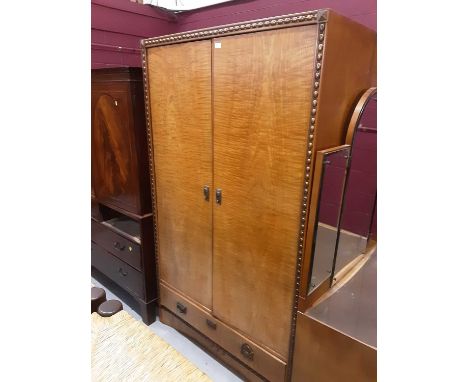 Good quality Art Deco bedroom suite comprising pair of double wardrobes, each with single drawer below, dressing table with r