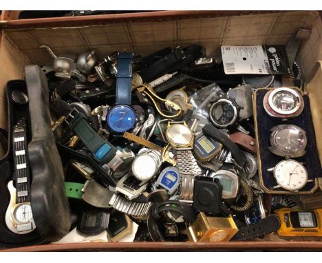 Vintage suitcase containing wristwatches, parts and straps