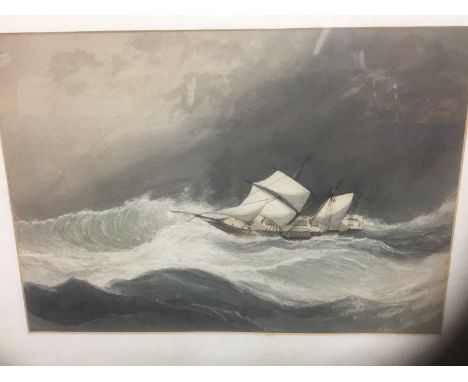 Two 19th century English School marine watercolours, the first depicting a paddle steamer, signed and dated TSM 1855, 34 x 54
