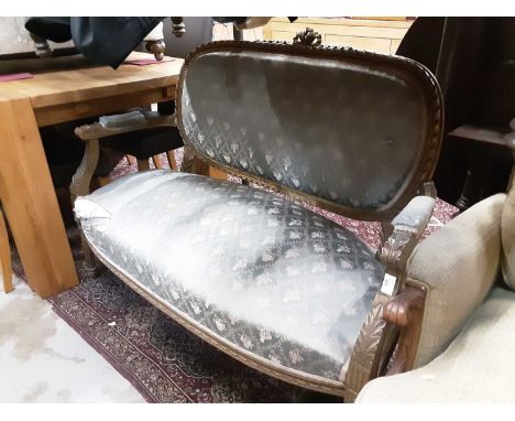 Late 19th century/early 20th century French gilt framed two-seater sofa, 127cm wide 96cm high