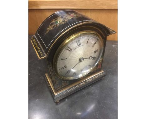 Chinoiserie lacquered mantel clock with French movement, by Jas Ritchie &amp; Son Edinburgh