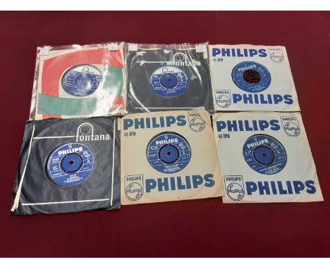 Box of single records on the Philips and Fontana labels, including Wayne Fontana, Springfields, Four Pennies, Millie, Johnny 