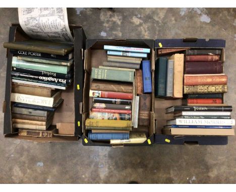 Three boxes of various books, including art and others