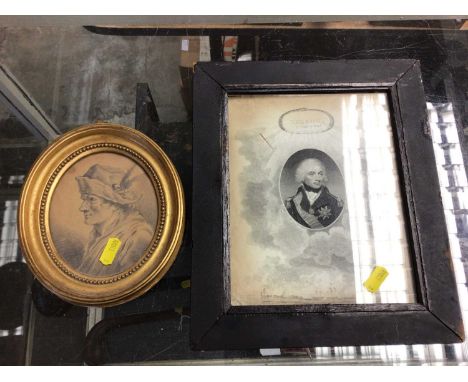 Framed Nelson commemorative print together with a pencil sketch, inscribed to label verso - Drawn 179... by James Wyatt