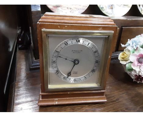 Elliott London mantel clock, plated three piece teaset, collectors plates and sundries