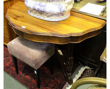 Mahogany finished imported hardwood demi lune console table