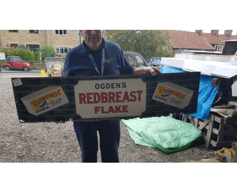 OGDENS REDBREAST FLAKE ENAMEL SIGN