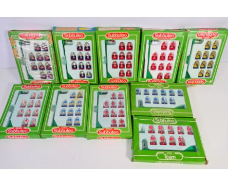 Subbuteo - A squad of 10 boxed / partially boxed Subbuteo lightweight teams. Lot includes Subbuteo #577 Juventus; #448 Liverp