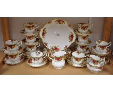 Royal Albert Old Country Roses - ten tea cups, twelve saucers, twelve tea plates, five salad plates, two-handled bread plate,