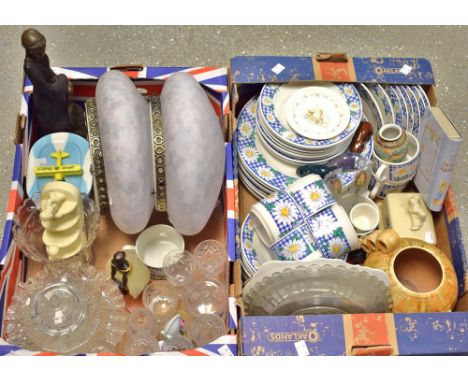 Ceramics and glass - a shorter and sons style vase; a Rayware dinner service; a pair of ceiling light shades; Lurpak advertis