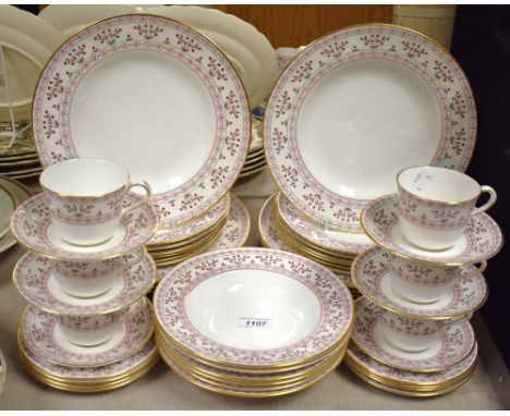 Royal Crown Derby Brittany - eight dinner plates, six soup plates, twelve plates, six tea cups and saucers, eight tea plates,