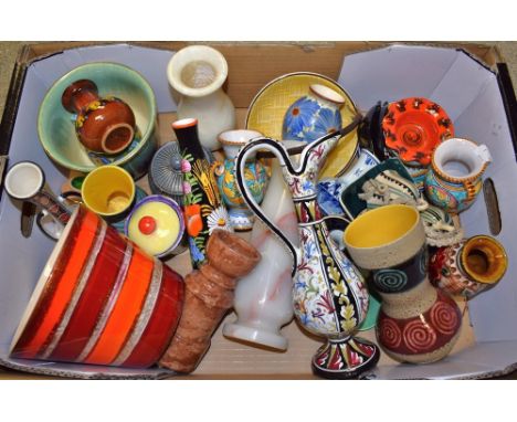 Ceramics - A West German vase;  another planter;  other continental ceramics;  an Onyx vase, etc