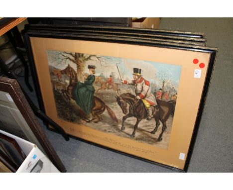 John Leech, a set of four amusing hunting colour prints.