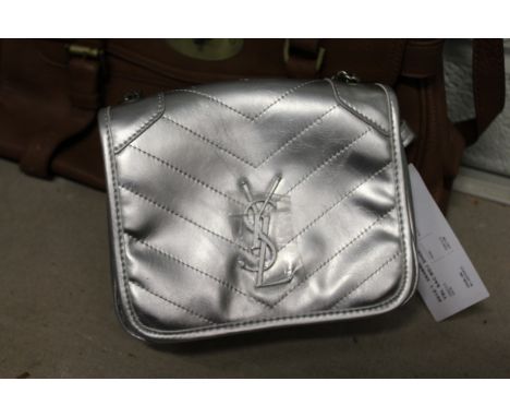 A ladies' silver handbag.