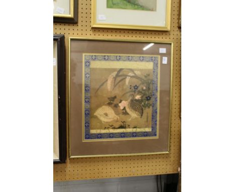 Chinese School, two quails, colour print.