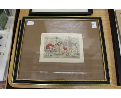John Leech, a set of four part hand coloured hunting prints.