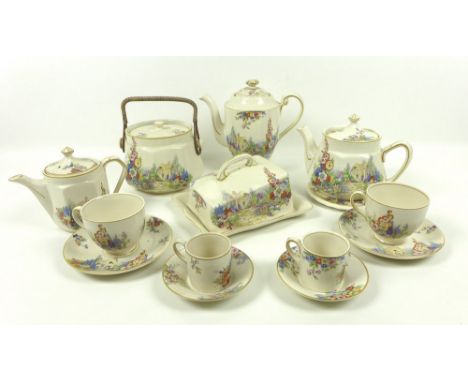 A large quantity of Old England Garden pattern china, mid 20th century, including dinner, tea, coffee and ornamental items in