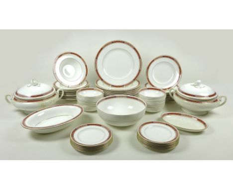 A Royal Worcester part dinner service, decorated in the Beaufort pattern, 1981, comprising ten dinner plates, ten soup bowls,