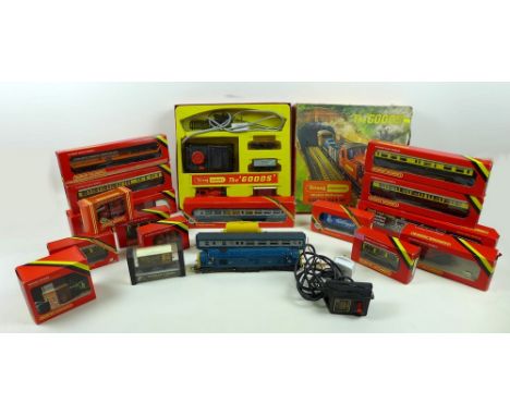 A quantity of Hornby Dublo, including boxed Tri-ang Hornby 'The Goods' set, various boxed and loose locomotives, coaches and 