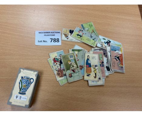 Cigarette Cards : Everyday Phrases - Tom Browne early 1900s John Player set of cards (25) & R J Lea bundle of pottery/porcela
