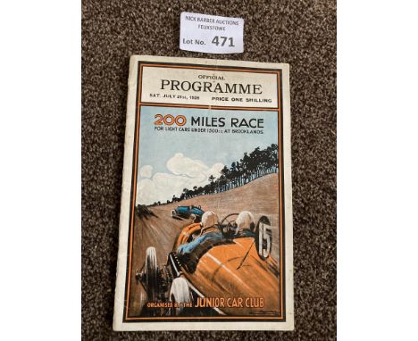 Motor Racing : Brooklands - 200 miles race programme 21/07/1928 super rare/condition great - iconic item