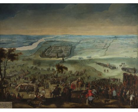 PETER SNAYERS (Antwerp, 1592-Brussels, 1667)"The Siege of Bohemia.Oil on canvas. Re-tinted.It has restorations and repainting