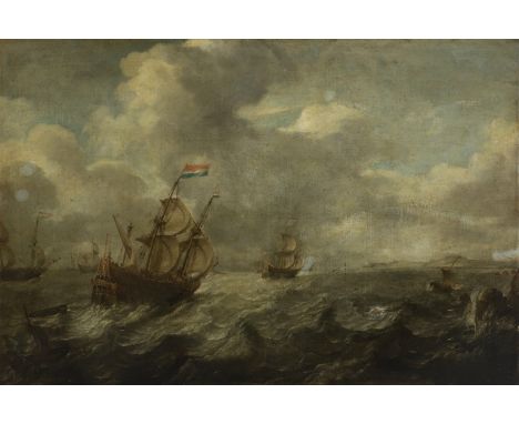 17th century Dutch school."Marina".Oil on canvas.Presents tasting of cleaning.It shows label on the back with old attribution
