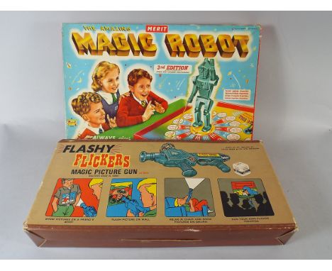 A Boxed Louis Marx Flashy Flickers Magic Picture Gun Together with a Merit Magic Robot Game. (3rd Edition)