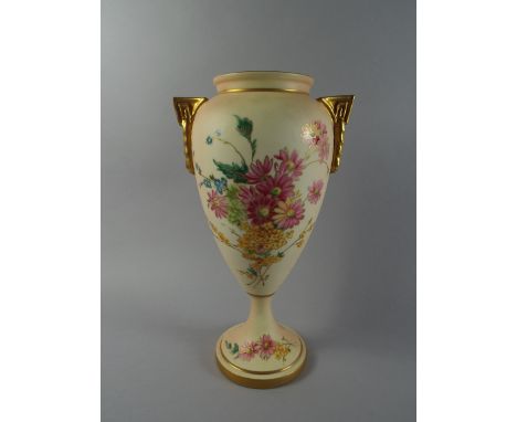 A Limited Edition Royal Worcester Blush Ivory Vase, Floral Mist Pattern. Number 14/200. (2000) 21cm High