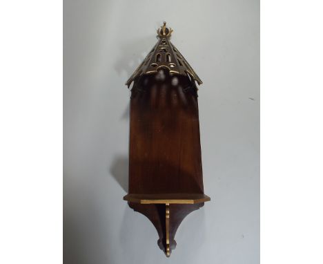 A 19th Century Walnut Gothic Niche Wall Bracket with Parcel Gilt Decoration. 115cm High