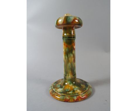 A Victorian Glazed Earthenware Candlestick by Salopian Decorative Art Pottery and Co, Benthall, Shropshire. 18cm High