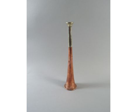 A 1.3/4" Diameter Copper and Silver Plated Hunting Horn Inscribed "Swaine and Adeney, London Proprietors of Kohler and Son, M