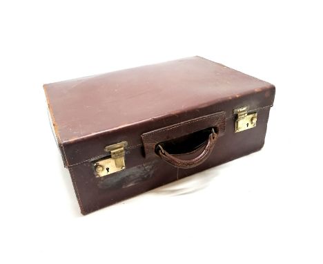 Midland Bank brown leather briefcase (no key) - 51cm x 36cm x 19cm