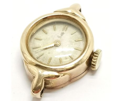 Tudor Rolex 9ct gold cased ladies manual wind wristwatch in a Rolex marked 18mm (across) case with a Tudor movement - total w