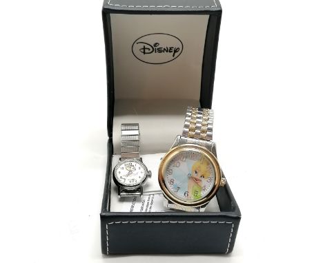 Vintage Minnie Mouse childrens manual wind wristwatch t/w Tinkerbell Disney quartz wristwatch in box (32mm case) ~ for spares