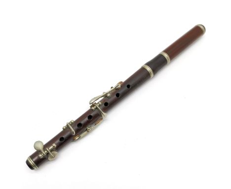 Antique 'First Class' Hawkes &amp; Son London Hardwood Piccolo flute measuring 31cm long. In used condition. 