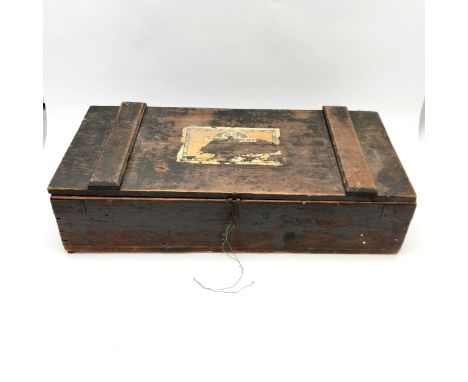 Vintage wooden fitted tool box with lift out tray containing antique &amp; vintage tools - 33cm x 35cm x 19cm 