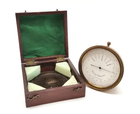 Antique mahogany cased aneroid barometer by Doerffel (Berlin) - 11.5cm diameter &amp; has no glass and suspension loop but ne