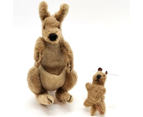 Chad Valley kangaroo with Joey in pouch - 26cm high 