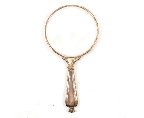 Silver-backed hand mirror, W Comyns &amp; Son, London 1926, engine turned decoration, engraved initials, 29cm.Condition repor
