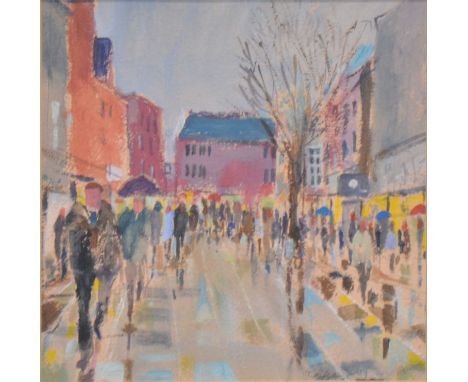 Ted Bates, Gallowtree Gate, Leicester, mixed media, 23x23cm; an artist's proof print after Mary Rodgers; another colour print