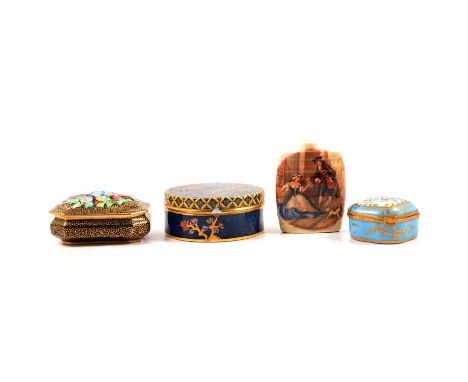 Small collection of trinket boxes, pill boxes, and dishes, including Limoges, Carlton Ware, Royal Crown Derby, etc