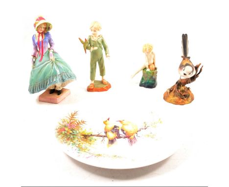 Small quantity of decorative ceramic figures - Royal Doulton 'Pantalettes' HN1362, 'A Saucy Nypmh' HN1539 (restored), Royal W